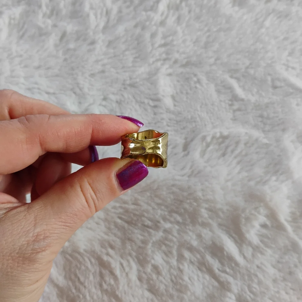 Gold Tone Hammered Ring